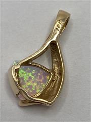 10K YELLOW GOLD SYNTHETIC OPAL PENDANT 1.8G